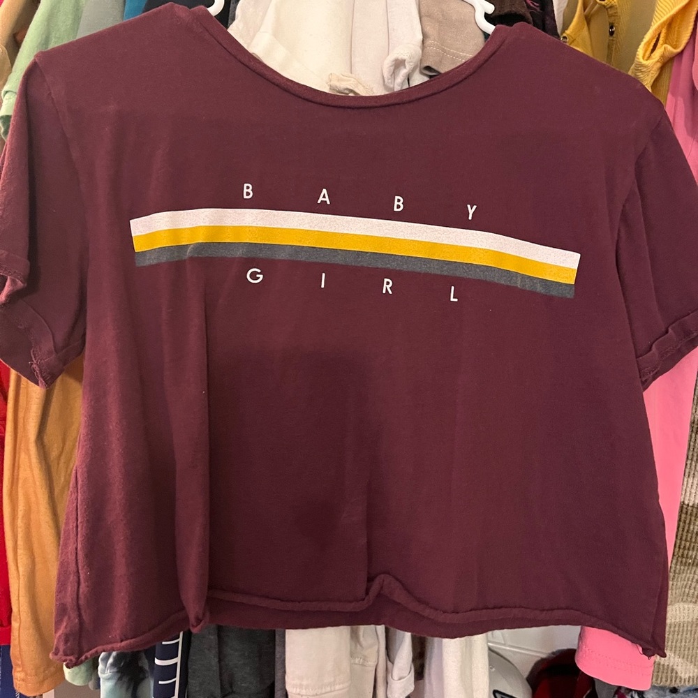 Maroon Cropped Baby Girl Shirt